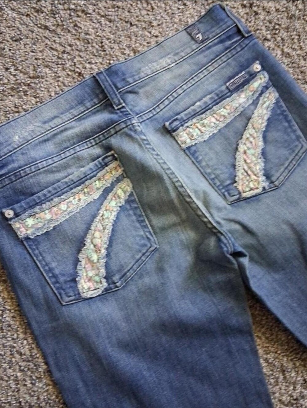 Vintage Y2K 7 For All Mankind Floral Dojo Bootcut Jeans Size 28 Rare
